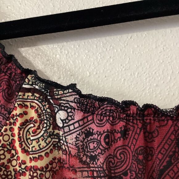 Judith Y2K Whimsigoth Witchy Fairy Grunge Paisley Milkmaid Blouse 1X - Picture 11 of 12